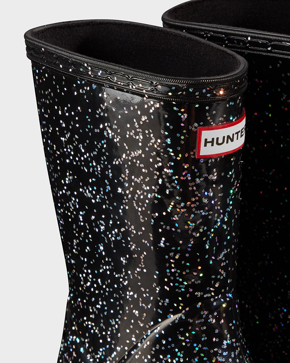 Kids Rain Boots - Hunter Original First Giant Glitter (61FPLAIGV) - Black
